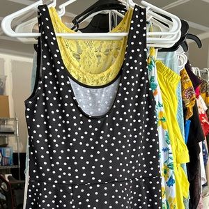Black dress with polka dot. A-line